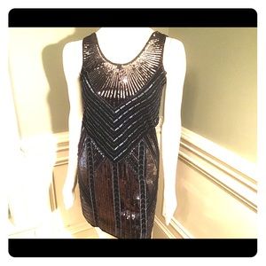 Black sequin cocktail dress, size 0